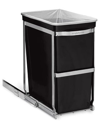 simplehuman 30 Liter Under Counter Pull-Out Kitchen Trash Can, Heavy-Duty Steel Frame