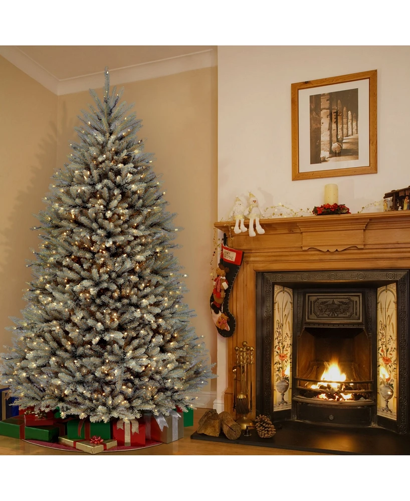 National Tree Company 7.5' Dunhill Blue Fir Hinged Tree with Clear Lights