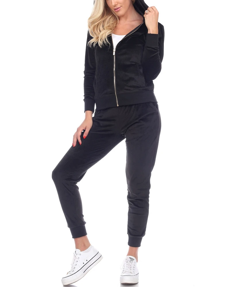 White Mark Women's Velour Tracksuit Loungewear 2pc Set