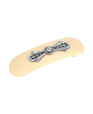 Women's Silver-Tone Filigree with Crystal Accent Hair Clip