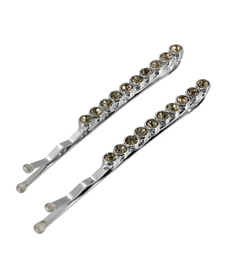 Women's Silver-Tone Crystal Bobby Pins Set, 2 Piece