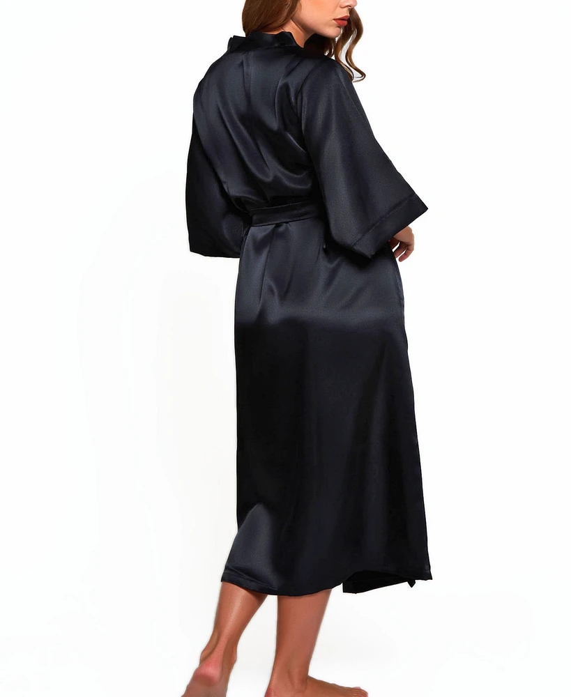 Victoria Plus Satin 3/4 Sleeve Long Robe
