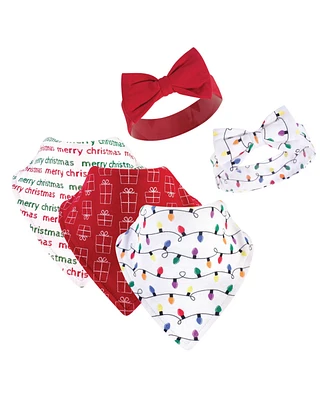 Hudson Baby Girls Soft Cotton Bib & Headwear Duo Set