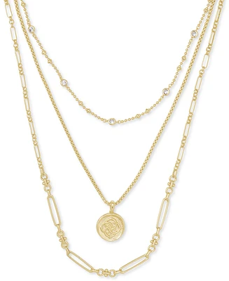 Kendra Scott 14k Gold-Plated Crystal & Medallion Charm Layered Necklace, 16" + 2" extender