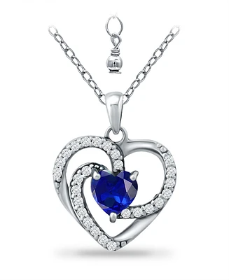 Giani Bernini Simulated Blue Sapphire and Cubic Zirconia Heart Pendant