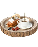 Wood Tree Bark Indented Display Tray Serving Plate Platter Charger
