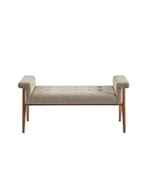 Ink+Ivy Mason 49.25"W Tufted Cushioned Armless Wooden Accent Bench with Key Arms