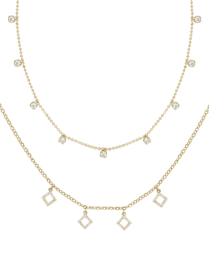 Ettika Geo Charm Layering Crystal Necklace Set of 2