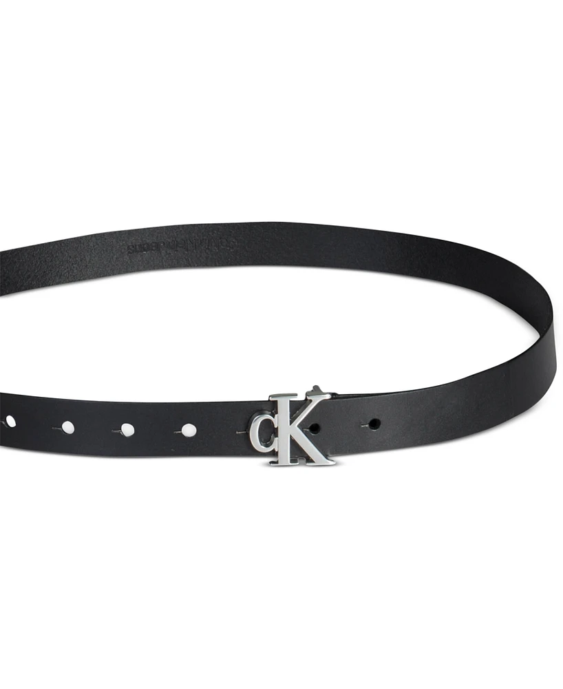 Calvin Klein Women's Ck Monogram Buckle Skinny Belt