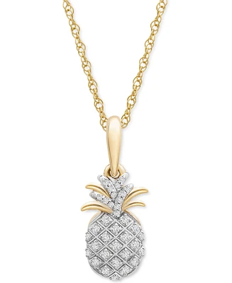 Wrapped Diamond Pineapple 18" Pendant Necklace (1/10 ct. t.w.) in 10k Gold