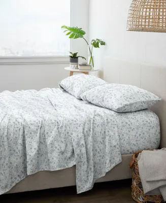 ienjoy Home Ultra Soft Violets Pattern -Pc. Sheet Set