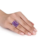 Amethyst (20 ct. t.w.) and Diamond (1-3/4 Multi-Shape Floral Ring 14k Rose Gold