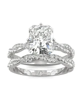 Moissanite Radiant Bridal Set 3-3/8 ct. t.w. Diamond Equivalent in 14k White Gold