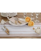 Saro Lifestyle Long Table Runner with Banded Border Design