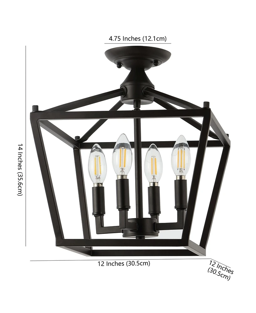 Plains Mini Lantern 4-Light Iron Modern Farmhouse Led Flush Mount