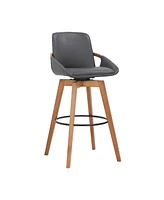 Baylor Swivel Wood Bar or Counter Stool Faux Leather