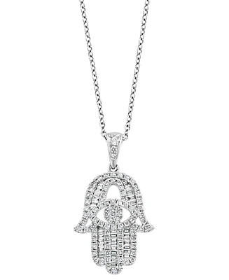 Effy Diamond Hamsa Hand 18" Pendant Necklace (1/2 ct. t.w.) in 14k White Gold