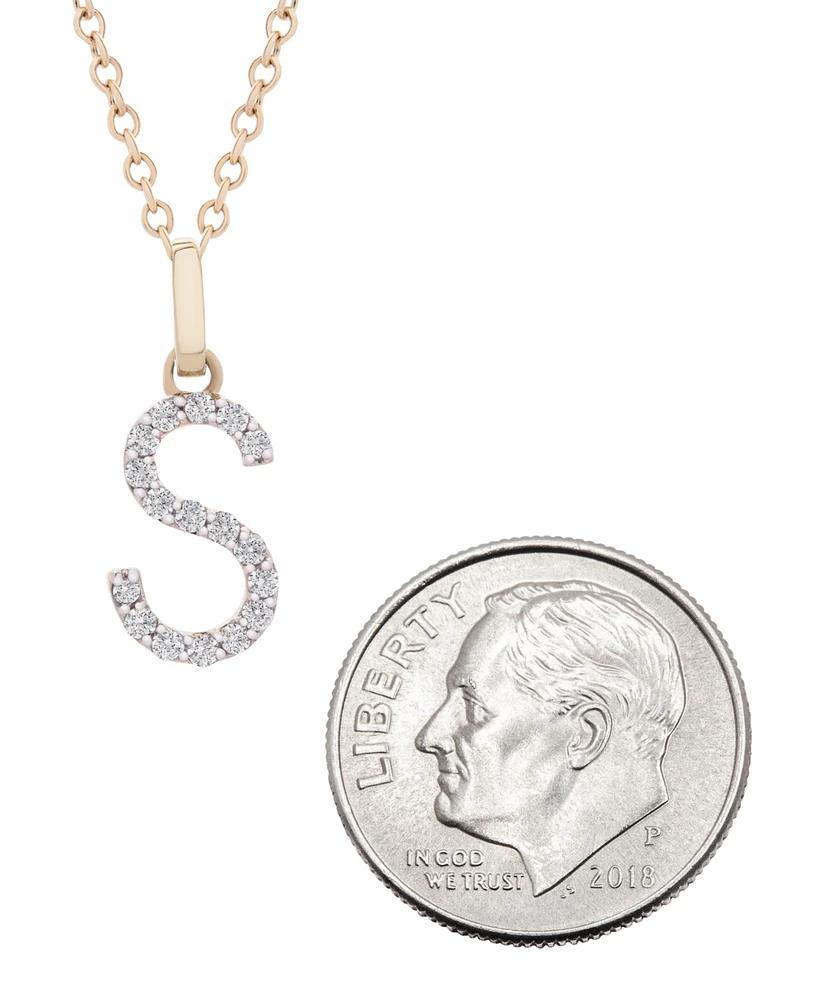 Diamond Initial Pendant Necklace (1/10 ct. t.w.) in 14k Gold, 17" + 1" Extender