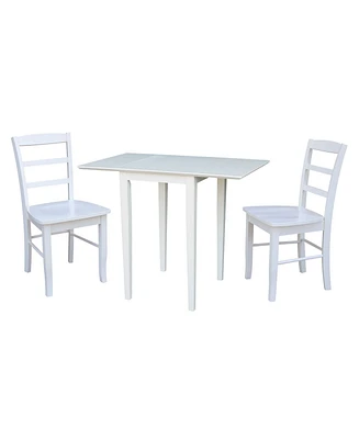 Small Dual Drop Leaf Dining Table with 2 Madrid Ladderback Chairs, 3 Piece Dining Set