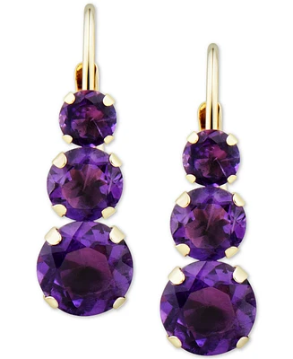 Amethyst Triple Stone Drop Earrings (1-3/8 ct. t.w.) 14k Gold