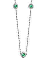 Sapphire (7/8 ct. t.w.) & Diamond (1/4 ct. t.w.) Halo 16" Statement Necklace in 14k White Gold (Also in Ruby & Emerald)