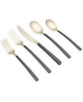Cambridge Silversmiths Beacon Two Tone Black-Gold Satin 20-Piece Flatware Set, Service for 4