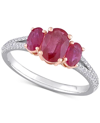 Ruby (1-1/2 ct. t.w.) & Diamond (1/6 Ring 14k Rose White Gold
