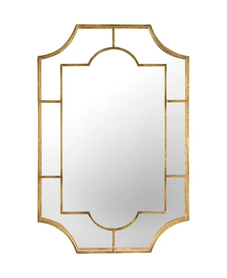 Art Deco Metal Framed Wall Mirror, Gold-Tone