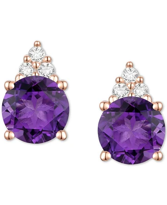 Gemstone & Diamond Accent Stud Earrings
