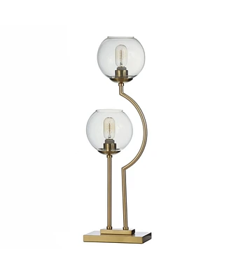 2 Steel Brass Poles with Clear Glass Globe Desk Lamp