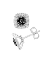 Black Diamond Cluster Square Stud Earrings (1/6 ct. t.w.) in Sterling Silver