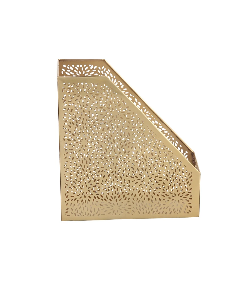 CosmoLiving by Cosmopolitan Gold Iron Glam Magazine Holder, 12 x 5 x 10