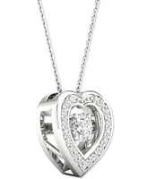 Twinkling Diamond Star Diamond Heart Halo 18" Pendant Necklace (1/4 ct. t.w.) in 10k White Gold