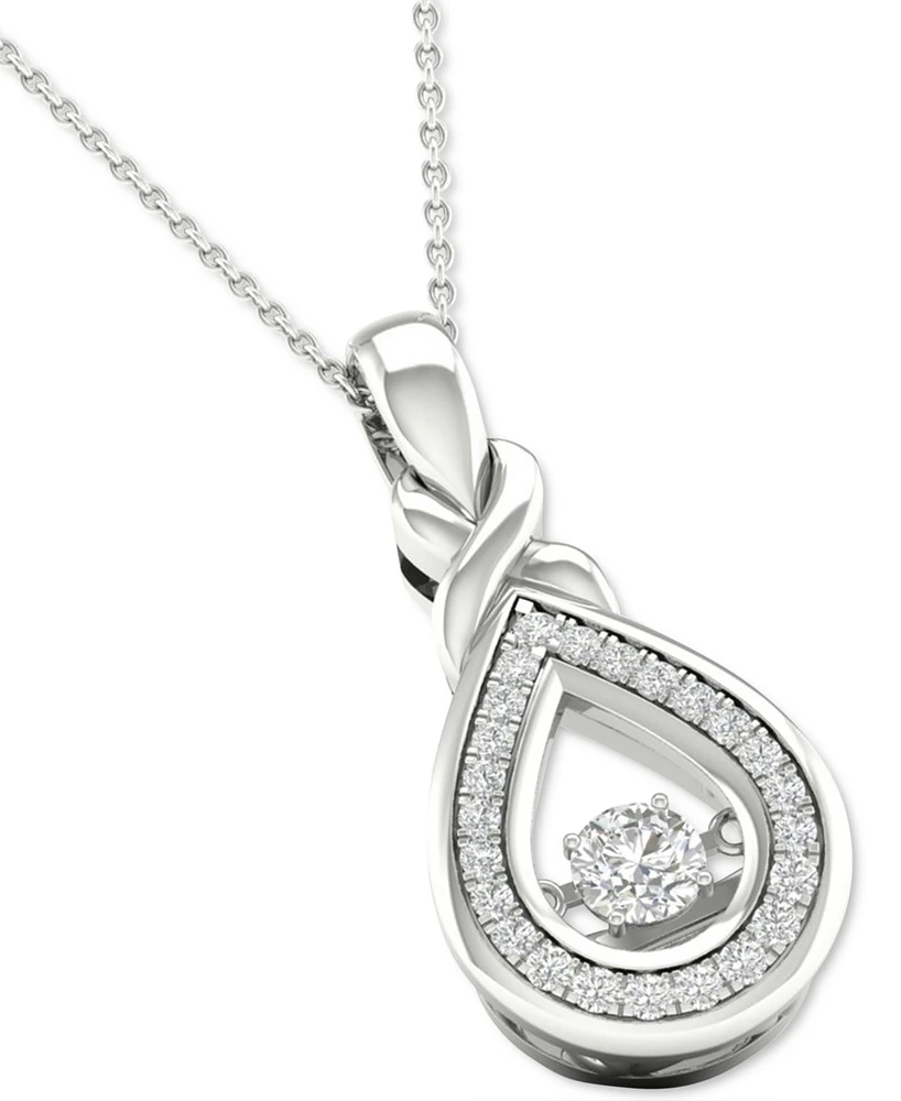 Twinkling Diamond Star Diamond Teardrop Halo 18" Pendant Necklace (1/4 ct. t.w.) in 10k White Gold