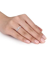 Cultured Freshwater Pearl (3-4mm) & Diamond (1/10 ct. t.w.) Swirl Ring 14k White Gold
