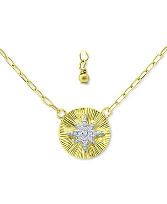 Giani Bernini Cubic Zirconia Starburst Disc Pendant Necklace, 16" + 2" extender, Created for Macy's