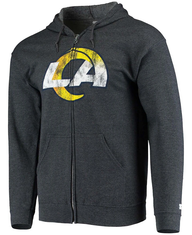 Men's Charcoal Los Angeles Rams Primary Logo Full-Zip Hoodie