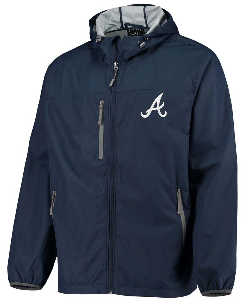 Men's Navy Atlanta Braves Double Play Hoodie Full-Zip Jacket