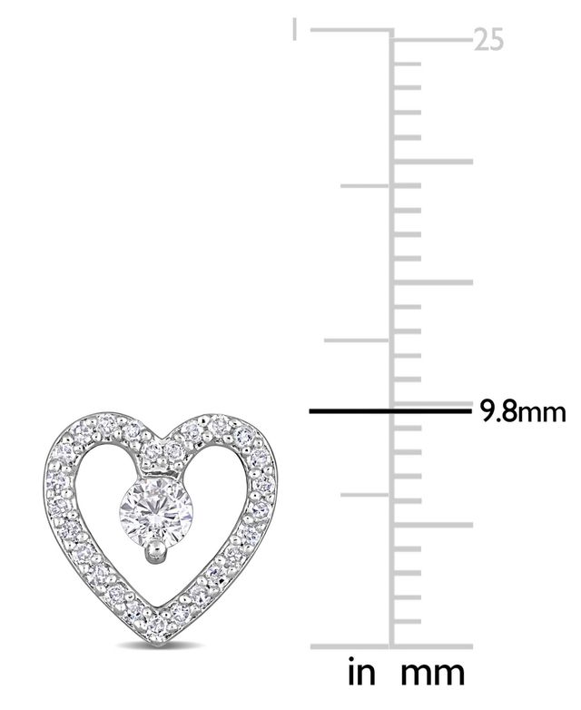 White Topaz (1/3 ct. t.w.) & Diamond (1/5 ct. t.w.) Open Heart Stud Earrings in Sterling Silver