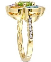 Multi-Gemstone (3-3/8 ct. t.w.) & Diamond (1/20 Ring Gold-Plated Sterling Silver