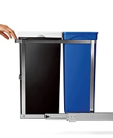 simplehuman 35 Liter Under Counter Pull-Out Kitchen Trash Can Recycler, Heavy-Duty Steel Frame