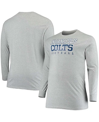 Men's Big and Tall Heathered Gray Indianapolis Colts Practice Long Sleeve T-shirt