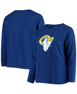 Women's Plus Royal Los Angeles Rams Primary Logo Long Sleeve T-shirt