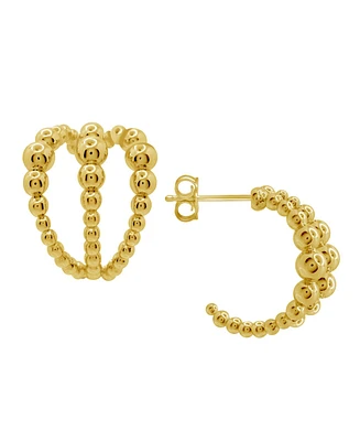 And Now This Gold Plated Beaded Multi Row C Hoop Earrings