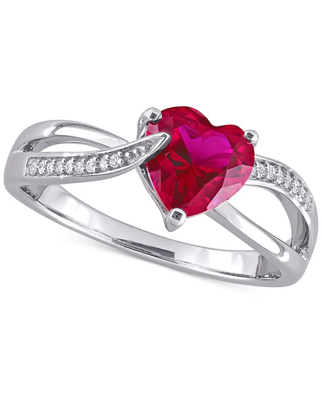 Lab-Grown Ruby (1-5/8 ct. t.w.) & Diamond (1/20 Heart Ring Sterling Silver