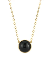 2028 Gold-Tone Onyx STone Necklace