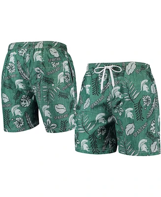 Men's Green Michigan State Spartans Vintage-Like Floral Swim Trunks