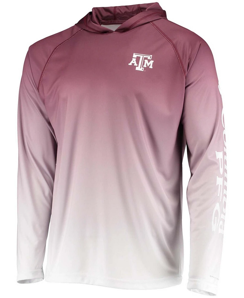 Men's Maroon Texas A M Aggies Terminal Tackle Omni-Shade Upf 50 Long Sleeve Hooded T-shirt