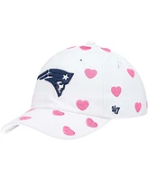 Little Girls White New England Patriots Surprise Clean Up Adjustable Hat