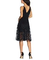 Dress the Population Darleen Deep-v Floral-Applique